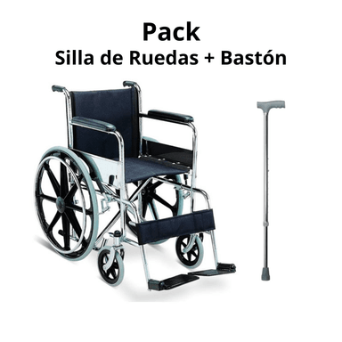 SILLA DE RUEDAS CROMADA + BASTÓN DE 1 PATA 'SUPER PACK'