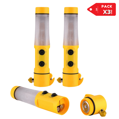 LINTERNA MULTIFUNCIONAL AMARILLO LUZ LED Y MARTILLO