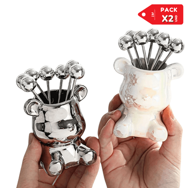 PORTA TENEDOR MULTICOLOR FRUTAS OSITO CERAMICA