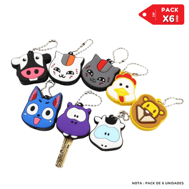 PORTA LLAVERO DE SILICONA ANIMALES SET X 9
