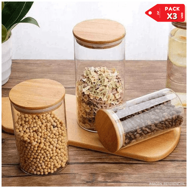 FRASCOS DE ALMACENAMIENTO DE VIDRIO SET X3