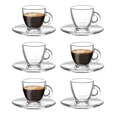 SET TAZAS CON PLATO VIDRIO MINI TAZAS DE CAFE 12 PIEZAS