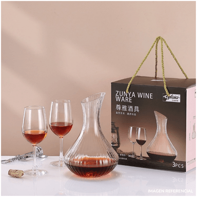 SET DECANTADOR DE VINO CON COPAS DE VIDRIO