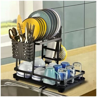 ESCURRIDOR DE PLATOS DE 2 NIVELES PORTA CUBIERTOS