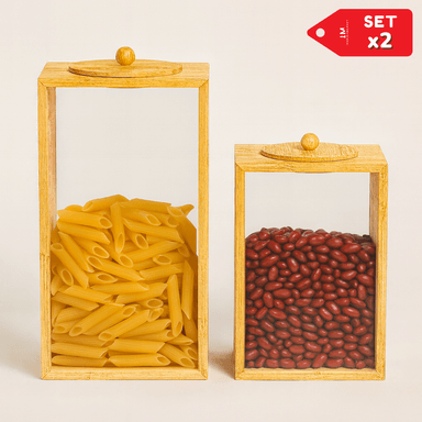 SET X2 FRASCOS DE ALMACENAMIENTO HERMETICO BAMBÚ