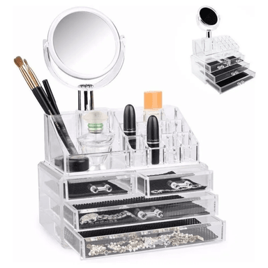 ORGANIZADOR DE MAQUILLAJE MULTIFUNCIONAL CON ESPEJO