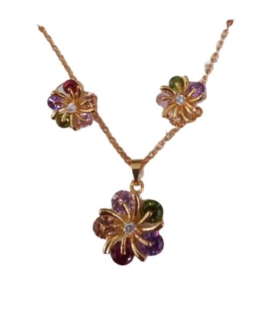 JUEGO ARETE COLLAR ACERO INOXIDABLE BISUTERÍA