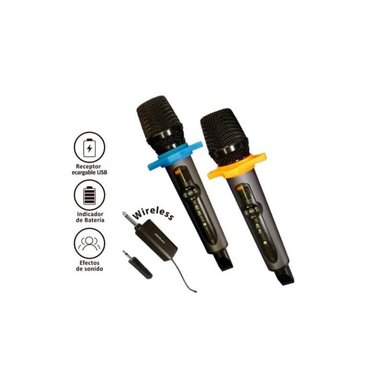 MICRÓFONO INALÁMBRICO BATBLACK BT-Q2M PROFESIONAL UHF DOBLE