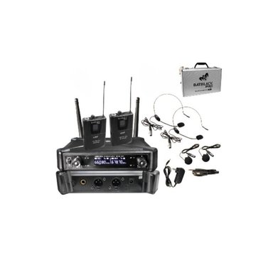 MICRÓFONO INALÁMBRICO BATBLACK BT-M43BP PROFESIONAL UHF TIPO VINCHA DOBLE