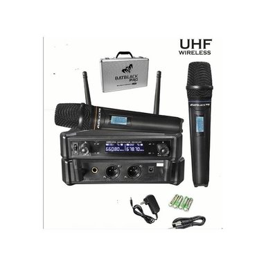 MICRÓFONO INALÁMBRICO BATBLACK BT-M43 PRO PROFESIONAL UHF DOBLE -NEGRO