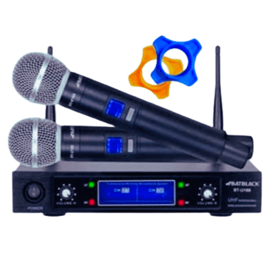 MICRÓFONO INALÁMBRICO BATBLACK BT-U168 PROFESIONAL UHF 50M -NEGRO