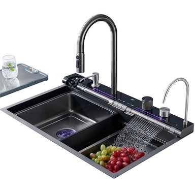 LAVADERO MULTIFUNCIONAL HILUXURY BLACK 7 TECLAS CON LUZ LED