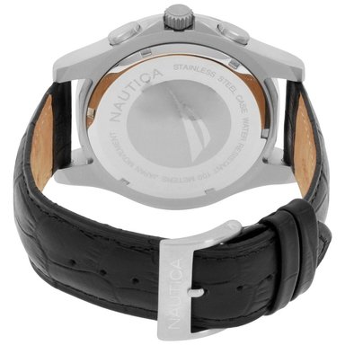 RELOJ NAUTICA HOMBRE ANÁLOGO N21548G NCS 801 CRONÓMETRO CORREA NEGRO PLATEADO CUERO - 2