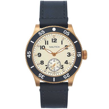 RELOJ NAUTICA HOMBRE NAPHST003 HOUSTON CORREA BRONCE AZUL CUERO