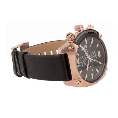 RELOJ DIESEL HOMBRE ANÁLOGO DZ4297 OVERFLOW CRONÓMETRO FECHA CORREA NEGRO BRONCE CUERO - 2