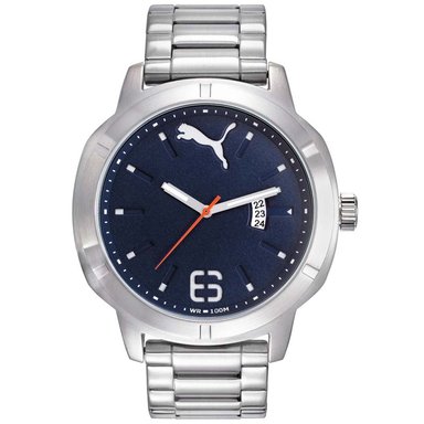RELOJ PUMA HOMBRE ANÁLOGO PU104261003 NEVERMIND FECHA PLATEADO AZUL ACERO INOXIDABLE