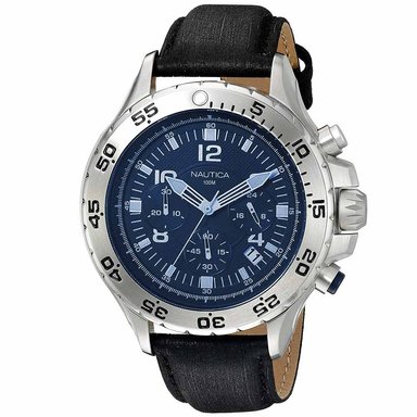 RELOJ NAUTICA HOMBRE NAD19536G NST CRONÓMETRO CORREA NEGRO AZUL CUERO