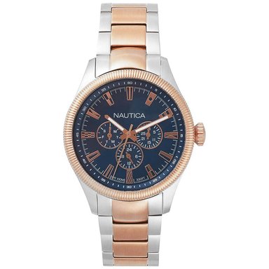 RELOJ NAUTICA HOMBRE ANÁLOGO NAPSTB005 STARBOARD MULTIFUNCIONAL PLATEADO BRONCE AZUL