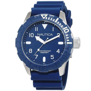 RELOJ NAUTICA HOMBRE ANÁLOGO NAD09517G NSR 106 CORREA AZUL PLATEADO SILICONA