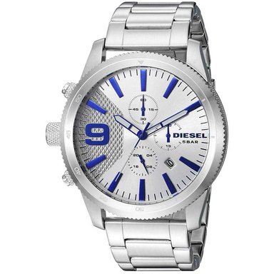RELOJ DIESEL HOMBRE ANÁLOGO DZ4452 RASP CHRONO CRONÓMETRO FECHA PLATEADO AZUL