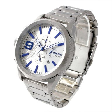 RELOJ DIESEL HOMBRE ANÁLOGO DZ4452 RASP CHRONO CRONÓMETRO FECHA PLATEADO AZUL - 2
