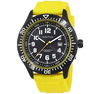 RELOJ NAUTICA HOMBRE NAD13527G NSR 105 FECHA CORREA AMARILLO SILICONA
