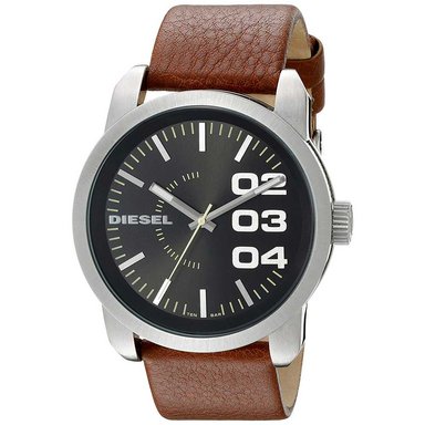 RELOJ DIESEL HOMBRE ANÁLOGO DZ1513 DOUBLE DOWN CORREA MARRÓN CUERO