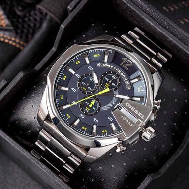 RELOJ DIESEL HOMBRE ANÁLOGO DZ4465 MEGA CHIEF FECHA CRONÓMETRO PLATEADO AZUL - 2