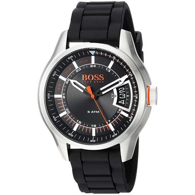 RELOJ HUGO BOSS HOMBRE HB1550048 HONG KONG 1550048 FECHA CORREA NEGRO SILICONA