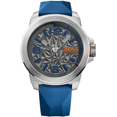 RELOJ HUGO BOSS HOMBRE ANÁLOGO HB1513355 NEW YORK 1513355 CORREA AZUL GRIS SILICONA