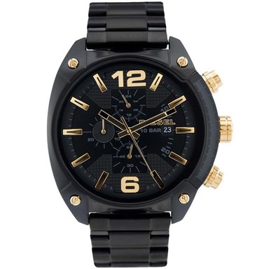 RELOJ DIESEL HOMBRE ANÁLOGO DZ4504 OVERFLOW FECHA CRONÓMETRO NEGRO DORADO