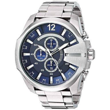 RELOJ DIESEL HOMBRE ANÁLOGO DZ4417 MEGA CHIEF PLATEADO AZUL PLATA