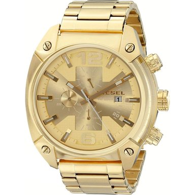 RELOJ DIESEL HOMBRE ANÁLOGO DZ4299 OVERFLOW FECHA CRONOMETRO DORADO ACERO INOXIDABLE - 2