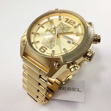 RELOJ DIESEL HOMBRE ANÁLOGO DZ4299 OVERFLOW FECHA CRONOMETRO DORADO ACERO INOXIDABLE - 3