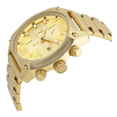 RELOJ DIESEL HOMBRE ANÁLOGO DZ4299 OVERFLOW FECHA CRONOMETRO DORADO ACERO INOXIDABLE - 4