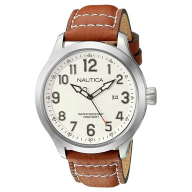 RELOJ NAUTICA HOMBRE ANÁLOGO NAD10005G NCC 1 CORREA MARRÓN BLANCO CUERO