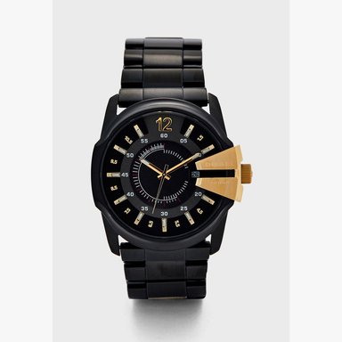 RELOJ DIESEL HOMBRE ANÁLOGO DZ1209 MASTER CHIEF FECHA NEGRO DORADO ACERO INOXIDABLE - 3