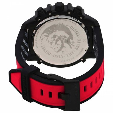 RELOJ DIESEL HOMBRE ANÁLOGO DZ4530 GRIFFED CORREA ROJO NEGRO SILICONA - 2