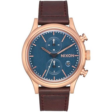RELOJ NIXON HOMBRE A11632629 STATION CORREA MARRÓN AZUL CUERO