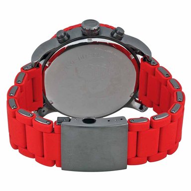 RELOJ DIESEL HOMBRE ANÁLOGO DZ4289 DOUBLE DOWN CRONOMETRO ROJO GRIS GUNMETAL ACERO INOXIDABLE SILICONA - 3