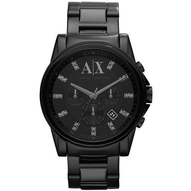 RELOJ ARMANI EXCHANGE HOMBRE ANÁLOGO AX2093 OUTERBANKS FECHA CRONÓMETRO NEGRO ACERO INOXIDABLE