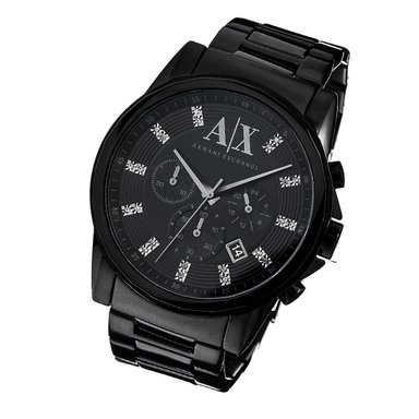 RELOJ ARMANI EXCHANGE HOMBRE ANÁLOGO AX2093 OUTERBANKS FECHA CRONÓMETRO NEGRO ACERO INOXIDABLE - 2