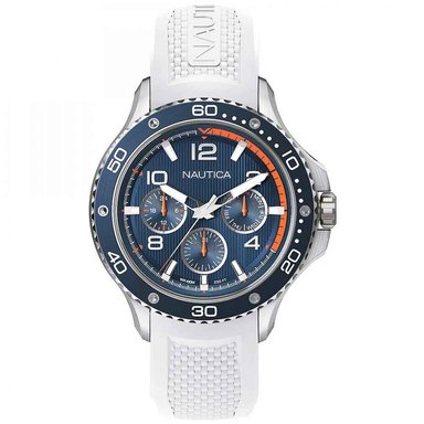 RELOJ NAUTICA HOMBRE PIER 25 NAPP25001 MULTIFUNCIONAL CORREA BLANCO AZUL SILICONA