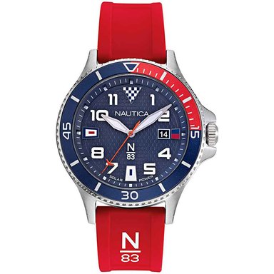 RELOJ NAUTICA HOMBRE N83 COCOA BEACH NAPCBA902 SOLAR FECHA CORREA ROJO SILICONA