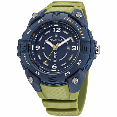RELOJ NAUTICA HOMBRE NAPCNF005 N83 C ORONADO BAY LUZ INDIGLO CORREA VERDE AZUL RESINA