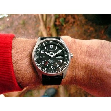 RELOJ SEIKO HOMBRE AUTOMÁTICO SNZG15 5 SPORTS FECHA CORREA NAILON PLATEADO NEGRO - 2