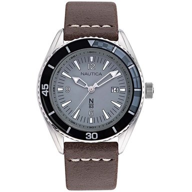 RELOJ NAUTICA HOMBRE N83 URBAN SURF NAPUSF909 FECHA CORREA MARRÓN GRIS CUERO