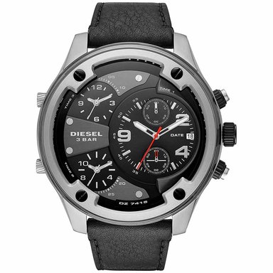 RELOJ DIESEL HOMBRE ANÁLOGO BOLTDOWN DZ7415 TRIPLE HORA FECHA CRONÓMETRO CORREA NEGRO CUERO