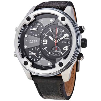 RELOJ DIESEL HOMBRE ANÁLOGO BOLTDOWN DZ7415 TRIPLE HORA FECHA CRONÓMETRO CORREA NEGRO CUERO - 2