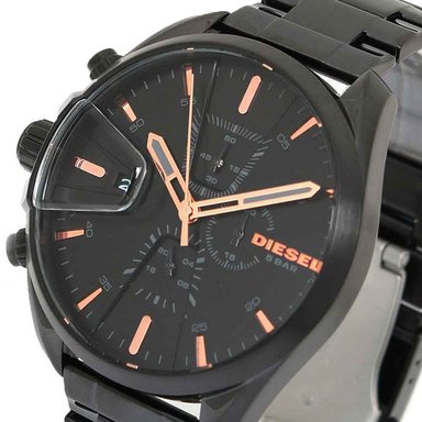 RELOJ DIESEL HOMBRE ANÁLOGO MS9 CHRONO DZ4524 CRONÓMETRO FECHA NEGRO ORO ROSADO ACERO INOXIDABLE - 3